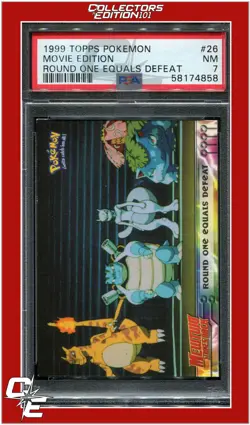 Topps Pokemon Edt 26 Movie Edition Round One Equals Defeat PSA 7 - Image 1