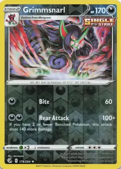 Grimmsnarl Reverse Holo 178/264 Holo Rare SWSH08: Fusion Strike Pokemon - Image 1