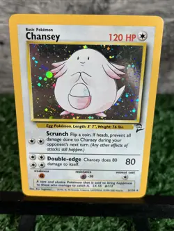 Pokemon TCG Chansey Holo Set 2 Unlimited Rare 3/130 LP/NM Free Shipping - Image 1