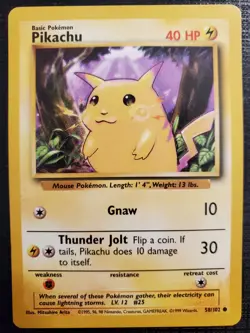 Pikachu 58/102 Yellow Cheeks Base Set 1999 Pokemon Unlimited Excellent - Image 1