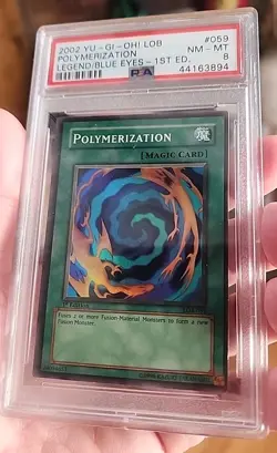 Yugioh Polymerization 2002 1st Edition PSA 8 NM-Mint LOB-059 New Super Rare ! - Image 1