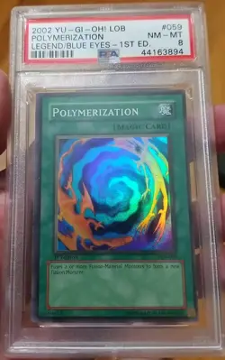 Yugioh Polymerization 2002 1st Edition PSA 8 NM-Mint LOB-059 New Super Rare ! - Image 2