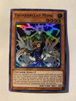 YUGIOH! 1-THUNDERCLAP MONK-SUPER RARE-1ST EDITION-SAST-EN026 - Image 1