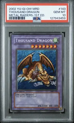 2002 YU-GI-OH! MRD-METAL RAIDERS 1ST ED #143 THOUSAND DRAGON PSA 10 Fresh cert - Image 1