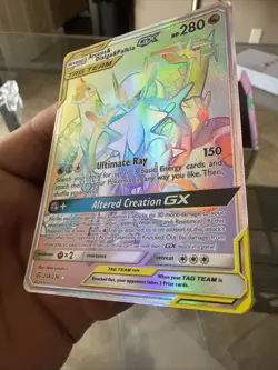 Pokemon TCG Cosmic Eclipse Arceus & Dialga & Palkia GX Rainbow Rare Card 258/236 - Image 3