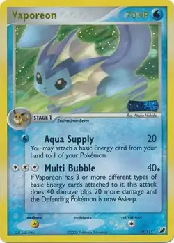 Vaporeon - 19/115 - Pokemon Ex Unseen Forces Reverse Holo Card LP - Image 1