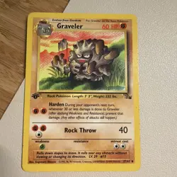 Graveler Pokemon Card 1 st Edition Fossil Set 37/62 1999 WOTC MP - Image 1