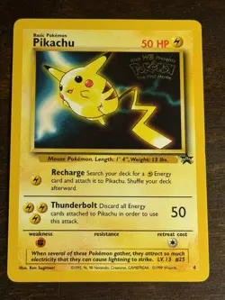 1999 Pokemon Pikachu #4 WOTC Black Star Promo Movie LP Vintage Card - Image 1
