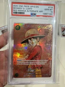One Piece Monkey D Luffy OP13-118 Red Manga PSA 10 Custom Proxy Replica Display - Image 1