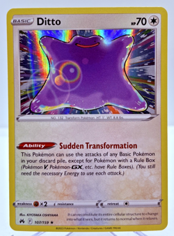 Pokemon TCG - Ditto 107/159 - Crown Zenith - Holo Card Rare - NEAR MINT - Image 1