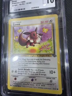 CGC Gem Mint 10 Eevee 51/64 1st Edition Jungle WOTC Pokemon Card 1999 Vintage - Image 3