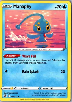 Manaphy 041/172 Rare SWSH09: Brilliant Stars LP Pokemon Card - Image 1