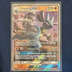 Pokemon Lucario GX Full Art Promo Holo Card SM100 Forbidden Light 210 HP English - Image 2