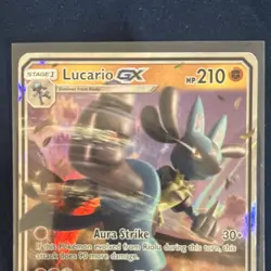 Pokemon Lucario GX Full Art Promo Holo Card SM100 Forbidden Light 210 HP English - Image 3