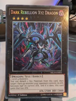 YuGiOh! Dark Rebellion XYZ Dragon NECH-EN053 Secret Rare 1st Ed - Image 1