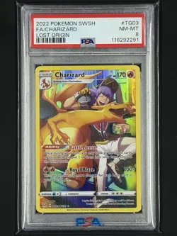 Pokemon TCG Charizard Lost Origin Holo Ultra Rare Card TG03/TG30 PSA 8 - Image 1