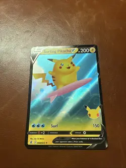Pokemon TCG Surfing Pikachu v Celebrations Holo Ultra Rare Card 008/025 - Image 2