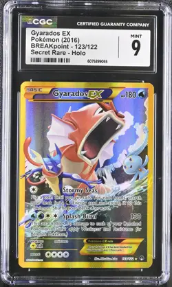 CGC 9 MINT Gyarados EX 2016 BREAKpoint 123/122 Secret Rare Holo Pokemon Card - Image 1