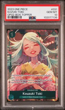 2023 ONE PIECE OP02-031 KOZUKI TOKI PSA 10 BOX TOPPER LOW POP PARAMOUNT WAR #31 - Image 1