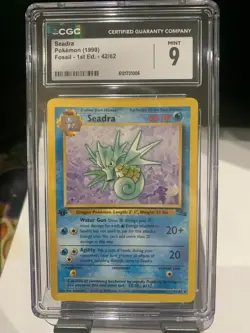 -Pokemon TCG SEADRA Fossil 42 Unlimited Uncommon Card CGC MINT 9 - Image 1