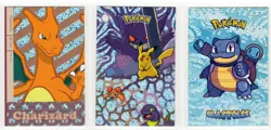 SILVER foil Holo RARE - Electric Pikachu Card Database - Pokemon - 3 card lot - Image 1
