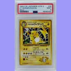 Pokemon Japanese Lt Surge's Raichu Holo #26 Gym 2 PSA 9 Mint - Image 1