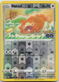 Bidoof (Peelable Ditto) Common Pokemon GO 059/078 NM - Image 1