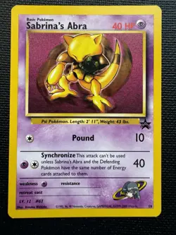 Pokemon Sabrina’s Abra 19 Black Star Promo WOTC 2000 Vintage NEAR MINT - Image 1