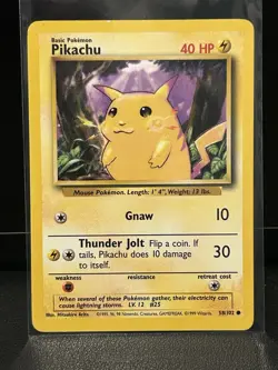 Pikachu 58/102 Base Set Regular Unlimited Common 1999 WoTC Pokemon TCG NM - Image 1