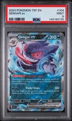 Gengar ex 104 Pokemon TCG 2024 Ultra Rare Holo Temporal Forces PSA 9 Mint - Image 1