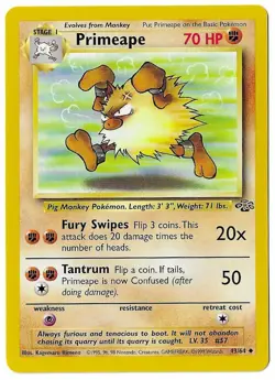 Primeape 43/64 - Jungle - Regular - Unlimited - Pokemon TCG - WoTC - 1999 - LP - Image 1