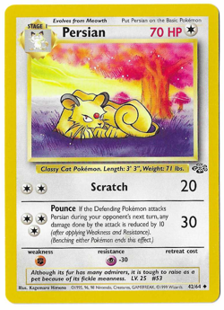 Persian 42/64 - Jungle - Regular - Unlimited - Pokemon TCG - WoTC - 1999 - NM - Image 1