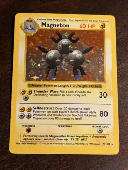 Pokemon TCG MAGNETON Base Set 9/102 Shadowless Holo Rare - Image 1