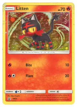 2017 Sun & Moon Promos Litten Cosmos Holo Pokemon Car #3 - Image 1