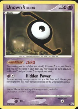 Unown Z 72/132 Uncommon DP Secret Wonders Pokemon - Image 1