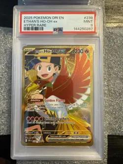Pokemon TCG Ethan's Ho-Oh EX Gold Hyper Rare 239/182 Destined Rivals PSA 9 - Image 1