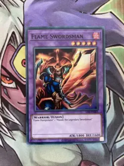 LOB-EN003 Flame Swordsman Super Rare Unlimited Edition NM Yugioh Card - Image 1