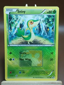 MP Snivy 1/114 Pokemon - Crosshatch Reverse Holo Black and White Base - Image 1