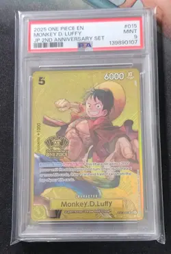 Monkey D Luffy One Piece Japanese English 2nd Anniversary Card ST13-015 PSA 9 - Image 1