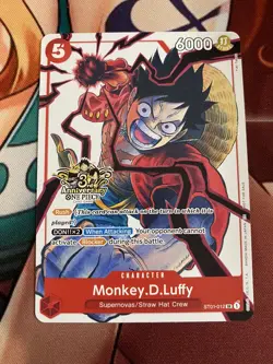 One Piece TCG Monkey D. Luffy 3rd Anniversary Promo Alt Art ST01-012 - Image 1