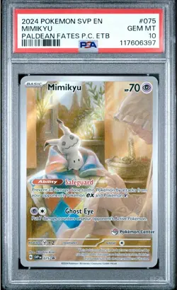 Mimikyu 075 Pokemon Center Exclusive Scarlet & Violet Stamped Promo PSA 10 - Image 1