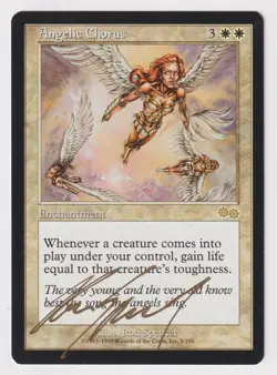 Gold Signed Angelic Chorus MP Urza's Saga Artist Ron Spencer 1998 MTG Magic Rare - Image 1