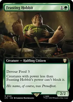 Mint/Near-Mint, English - 1 x MTG Feasting Hobbit - Extended Art Commander: Lord - Image 1