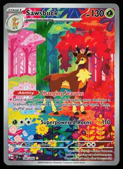 Sawsbuck 166/162 Holo Illustration Rare Temporal Forces Pokemon Card - Image 1