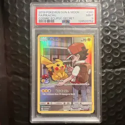 2019 POKEMON SUN & MOON COSMIC ECLIPSE SECRET #241 FULL ART/PIKACHU PSA 9 - Image 1