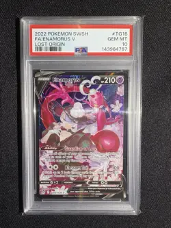2022 POKEMON SWSH LOST ORIGIN #TG18/TG30 ENAMORUS V FULL ART PSA 10 - Image 1