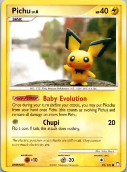 Pokemon TCG Pichu 93/123 Mysterious Treasures NM - Image 1