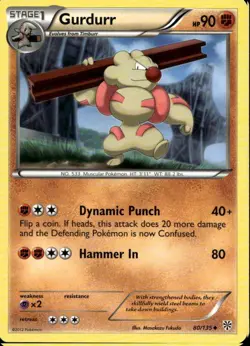 Gurdurr 80/135 Uncommon BW Plasma Storm Pokemon - Image 1