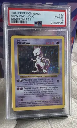 PSA 6 Pokemon Game Mewtwo - Holo Shadowless - Image 1
