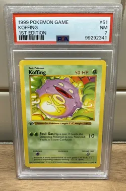 1999 English Pokemon First Edition Base Set PSA 7 NM KOFFING 51/102 - Image 1